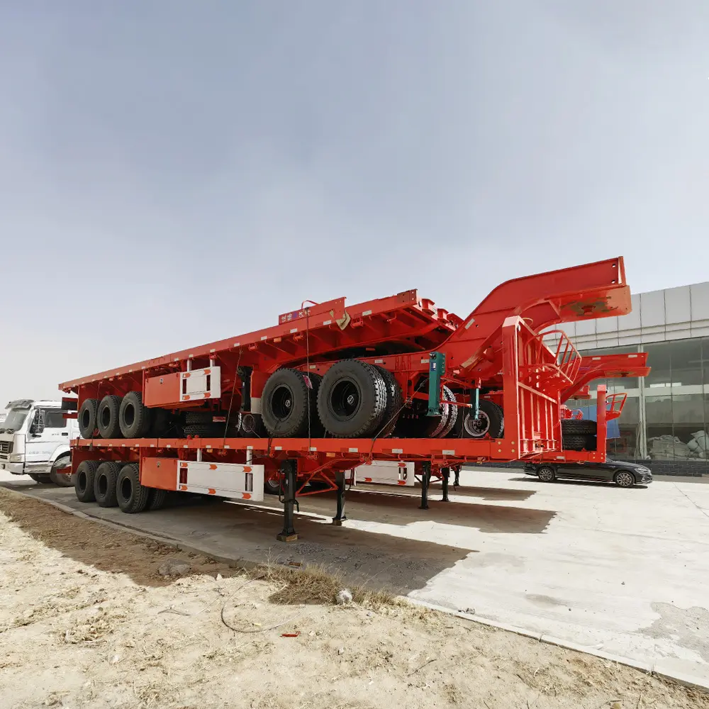 Truk Trailer Mongolia Super Link truk Trailer penuh transportasi batu bara Flatbed 20ft 40ft