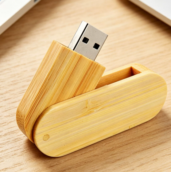 Eco Friendly Bamboo Wooden Swivel USB Flash Drive Custom Logo 64GB 32GB Bulk Corporate Business Gift
