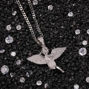 AAA CZ pietra pieno micro pavimentato bling bling iced out a goccia angelo 14k oro di spessore di placcatura hip hop di strada monili di modo del regalo - Product Image 5