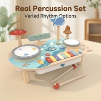 Station de jeu musicale en bois sur le thème de la forêt et de l'océan, avec effets lumineux et sonores, musique éducative pour enfants, jouet éducatif multifonctionnel