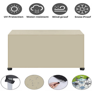 Housse de protection pour meubles de patio extérieur en tissu Oxford 420D, imperméable, anti-UV, anti-poussière pour table et chaises, avec boucles d'angle - Product Image 3