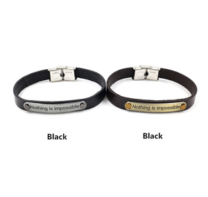 LOGO incisione Laser <span class=keywords><strong>niente</strong></span> è impossibile bracciale in pelle per gli uomini - Product Image 3