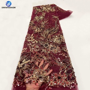 Tela de Encaje con Cuentas y Lentejuelas Bordada a Mano, de Lujo, <span class=keywords><strong>para</strong></span> Vestidos de Noche y Novia, Estilo Africano, Marca Sinya, Superventas - Product Image 6