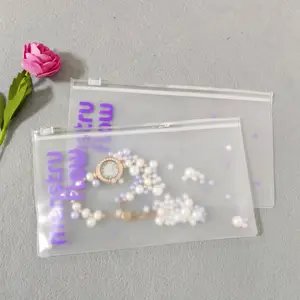 Fosco/Limpar pvc jóias embalagem plástico zipper saco bolsa Cosméticos maquiagem zip lock slider sacos logotipo personalizado
