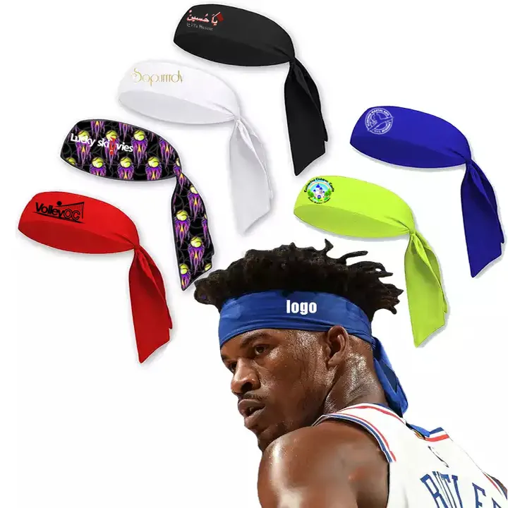 Custom Unisex Headbands Sport Tie Headbands Hairbands Comfortable Fabric Sweatband Adjustable Hair Bands For Fitness Athletic