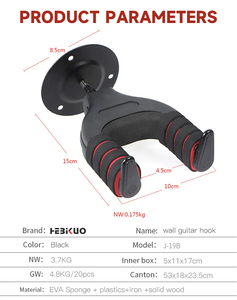 Soporte <span class=keywords><strong>de</strong></span> Pared <span class=keywords><strong>para</strong></span> Guitarra J-19B <span class=keywords><strong>de</strong></span> Fábrica, Gancho Profesional Autoblocante <span class=keywords><strong>para</strong></span> Instrumentos <span class=keywords><strong>de</strong></span> Cuerda con Logotipo Personalizado - Product Image 2