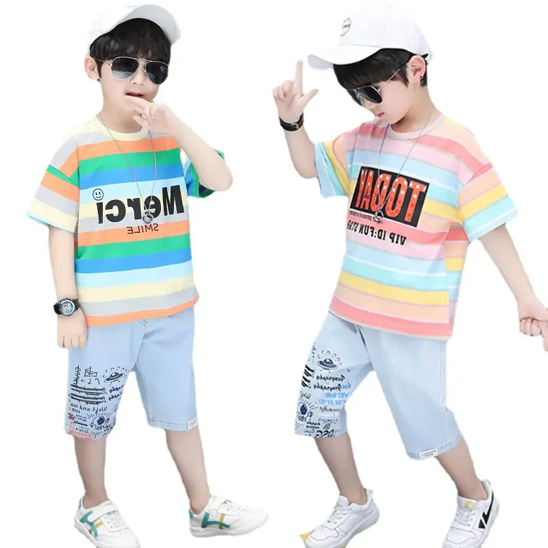 Boys Clothes Sets Summer 2022 Casual Outfits T-shirt + Pants 2 PCS Kids Boy Sport Suit Children Clothing Teen 3 6 8 9 10 Years