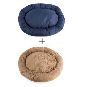 Nouvellement amélioré luxueux grande taille 2-en-1 lit pour <span class=keywords><strong>chien</strong></span> rond doux en peluche lavable <span class=keywords><strong>coussin</strong></span> <span class=keywords><strong>imperméable</strong></span> pour chiens - Product Image 1
