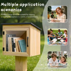 Caja de almacenamiento colgante de madera, estante rectangular multifuncional para exhibición de libros al aire libre, para uso en patio y librería - Product Image 2