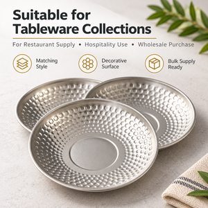 Assiette ronde décorative à double couche en argent avec motif diamant pour la restauration, vente en gros - Product Image 5