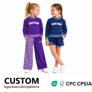 Conjunto de Ropa Deportiva para Niños con Detalles en Contraste, Top de Manga Larga con Pantalones Rectos y Shorts, Diseño Personalizado al por Mayor - Product Image 2