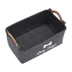 Bacs de rangement pliables pour jouets pour chiens avec manche en <span class=keywords><strong>bois</strong></span> <span class=keywords><strong>panier</strong></span> organisateur de jouets pliable pour chiot et chat <span class=keywords><strong>panier</strong></span> de rangement en feutre pour jouets pour chiens - Product Image 2