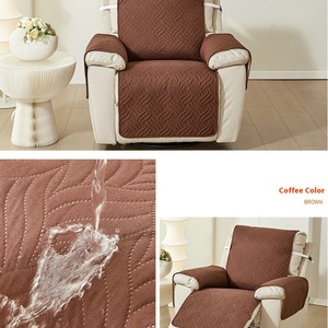 Single-Person Ultrasonic Quilted Recliner Cushion <strong>Cover</strong> Waterproof Geometric Wave Integrated Dustproof Washable Sofa Slipcover - Product Image 6