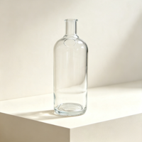 Bouteilles de verre personnalisées de 1000 ml, 620 g, avec décalcomanie mate de luxe, vides, pour spiritueux, vin, brandy, avec couvercle en verre