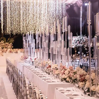 9 Tête Grand Candélabre Acrylique Bâton Pilier Bougeoir Pour Événement Fête De Mariage Centres De Table Décorations