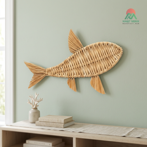 Nhat Minh Woven Plant Fiber Fish <b>Wall</b> <b>Art</b> Rustic Design Irregular Shape Single-Piece Animal Theme for Living Room - Product Image 4