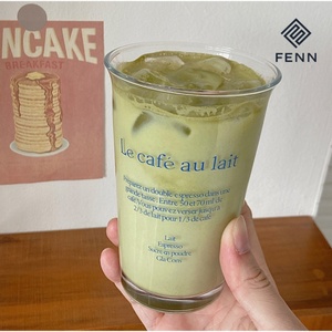 Taza De café De vidrio aislante transparente FENN, taza De leche fría y latte americana impresa con letras, venta al por mayor, promoción De regalo Tasse De Cafe - Product Image 3