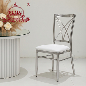 Stainless Steel Cross Back Hotel <b>Chair</b> with White Foam Cushion Modern Design Indoor Commercial Furniture - Product Image 1