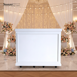 Bancone Bar <span class=keywords><strong>in</strong></span> Legno Bianco per Matrimoni ed Eventi, Rimovibile con Ruote, per Cene, Feste, Club e Arredamento Bar - Product Image 1