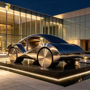 Sculpture abstraite en acier inoxydable en forme de voiture de grande taille RELONG, design personnalisé, art moderne pour aménagement paysager extérieur et <span class=keywords><strong>immobilier</strong></span> - Product Image 2