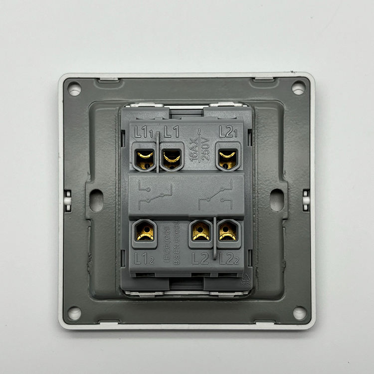 VNX Grey Electric Switches Home Custom 2 Gang 2 Way Wall Light Switch 86 Type Panel Universal UK Standard Switch