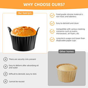 Diga adiós a los revestimientos de papel. Moldes de Silicona Reutilizables para Muffins con Asa, Aptos para Freidora de Aire y Horno - Product Image 3