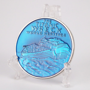Kunden spezifische Metall-Gedenkmünzen UK Titanic <span class=keywords><strong>Ship</strong></span> Nickel Love Medaillen Traums chiff <span class=keywords><strong>Sinking</strong></span> Blue Comme morative Coin Collection - Product Image 1