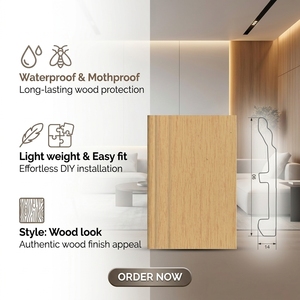 Rodapié de Estilo Tradicional PS, Aspecto de Madera Maciza Marrón, Marco <span class=keywords><strong>Lacado</strong></span>, Ligero, Impermeable, Rodapié de Pared - Product Image 2