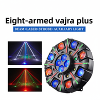 Projecteur LED mobile 200W à 8 bras avec effets laser et stroboscopiques RGBW, activé par le son, pour discothèques, bars, mariages et événements