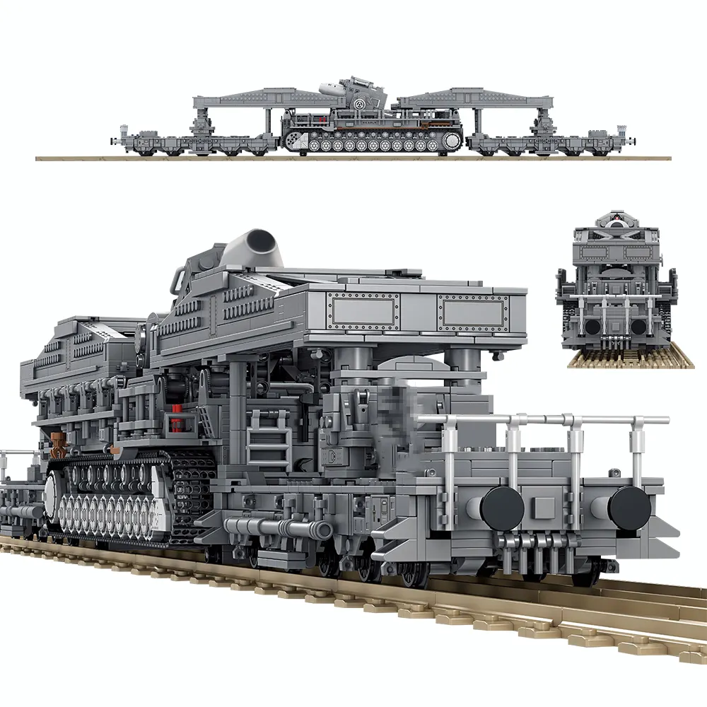 4158pcs צבאי כבד טנק לבנים סט קארל Carronade דורה גרמנית רכבת אקדח אבני בניין מודל ילד צעצוע לילדים מתנה