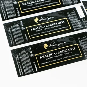 Custom Premium Label Gold Foil Waterproof Logo Skin Care Stickers Dropper Packaging Labels For Essential Oil Bottle