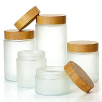 Pot en verre givré fin et haut de gamme avec couvercle en bambou, impression personnalisée, logo sur mesure, emballage en verre