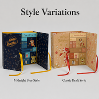 Boîte cadeau de Noël en carton durable de luxe personnalisée, boîte de calendrier de l'avent, boîte à double porte avec ruban et fermeture magnétique