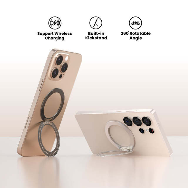 GripStand Magnetic Phone Grip Stand 360° Rotation Dual Magnetic Phone Ring Holder for iPhone Samsung Google Pixel All Phones