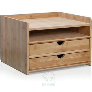 Organisateur de bureau en bambou à 3 niveaux avec tiroirs de taille lettre pour la maison ou le bureau - Product Image 1