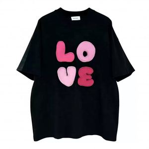 Camiseta Casual Extra Grande de Diseño Personalizado 100% Algodón para Hombre, Patrón de Letras en Relieve 3D, Tejido de Punto, 300 Gramos - Product Image 3