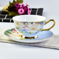 Ensemble de tasses à expresso en porcelaine fine rose dorée avec soucoupe, tasse à thé de l'après-midi, mug 250 ml, pour mariage, café et maison, en stock