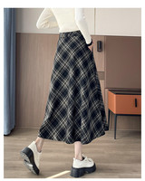 Jupes longues pour femmes 2026 de haute qualité, style Preppy Academia Rétro, Streetwear, taille haute, mi-longues, à carreaux, coupe trapèze, évasées, Automne Hiver