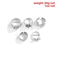 Lot de 5 bagues gothiques squelette, crâne, ailes de chauve-souris pour hommes, style punk vintage, couleur argent, bagues étoile, bijoux steampunk