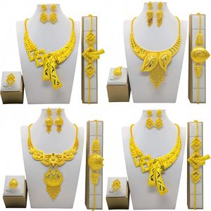 African 24K Gold Plated Jewelry Set Necklace Earrings Ring Women <b>Wedding</b> Ethnic Style Dubai Party <b>Accessories</b> - Product Image 1