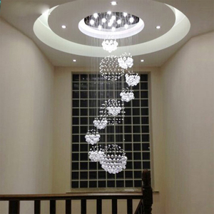 Lampadario Moderno in Cristallo a Goccia Grande con 11 Sfere, Lampada da Scala con 13 Lampadine GU10 - Product Image 3