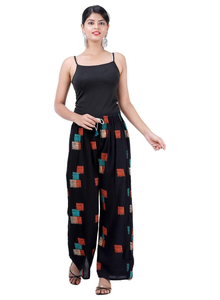 Pantalon Palazzo Noir Imprimé en Rayonne Taille Unique Coupe Décontractée Vente en Gros Tenue Décontractée Quotidienne Ethnique - Product Image 5