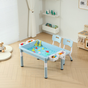 Children's Storage Game Table 85x63cm <b>Plastic</b> Adjustable Height Study Desk For Kindergarten With Building <b>Block</b> Board - Product Image 5