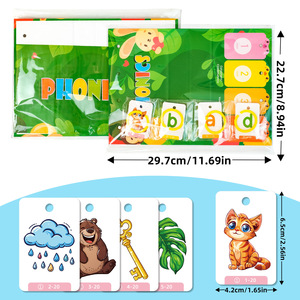 ของเล่นเสริมการเรียนรู้การสะกดคำแบบ CVC Phonics สำหรับเด็กอนุบาล บัตรคำศัพท์เสียงสั้นแบบพลิกได้ - Product Image 5