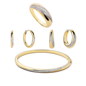 Gemnel, aros de plata 925 con detalles en dos tonos, conjunto de joyería para uso diario, pendientes de aro, accesorios de moda para mujer - Product Image 1