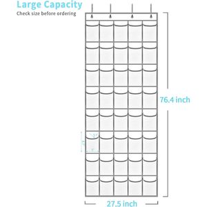 Organizador de Zapatos de 40 Bolsillos, de Una Sola Capa, Tipo Gancho, para Colgar en la Puerta, Plegable, Portátil, Diseño Rectangular - Product Image 2