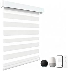 Smart Motorized Roller Shade White Fabric <b>Light</b> Filtering Top Mount with Remote App Voice Control - Product Image 2