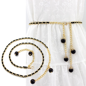 <span class=keywords><strong>Ceinture</strong></span> de décoration de perles fines de chaîne de taille d'aspect métallique de mode pour des dames - Product Image 1