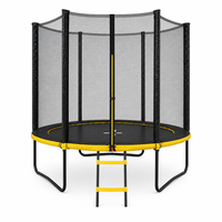 Trampoline de saut pour filles Funjump certifié GS, à usage intérieur et extérieur, sûr, avec filet de protection et design familial.