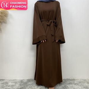 6394# Top Sell Muslim Women Crew Neck Basic Closed Abaya Loose Sleeves Modesty Straight Abayas Dresses 13 Colors - Product Image 1